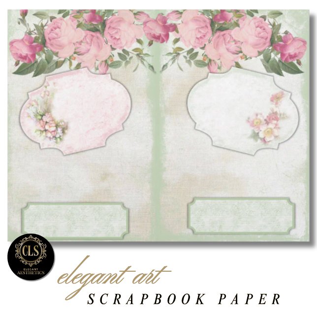 Lámina Vintage Floral Ephemera #11 Scrapbook Paper  (Decoupage Paper – Vintage Floral Ephemera 11)