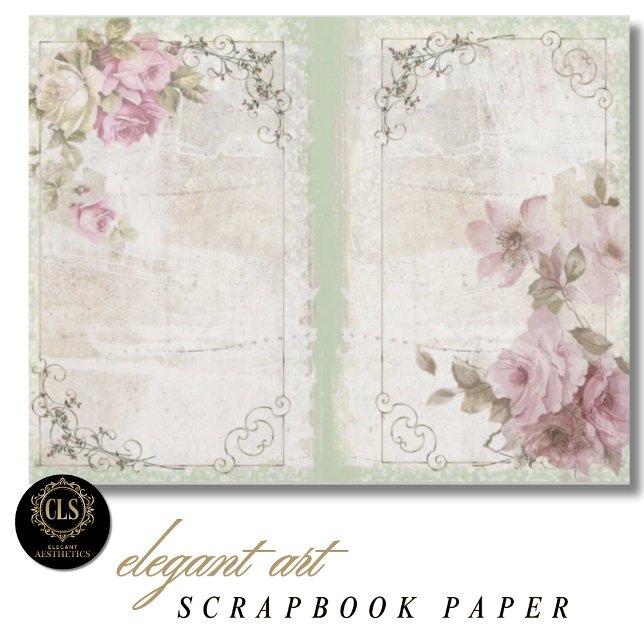 Lámina Vintage Floral Ephemera #4 Scrapbook Paper  (Decoupage Paper – Vintage Floral Ephemera 4)