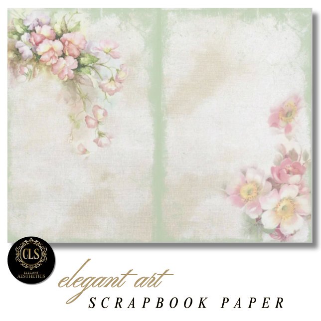 Lámina Vintage Floral Ephemera #8 Scrapbook Paper  (Decoupage Paper – Vintage Floral Ephemera 8)