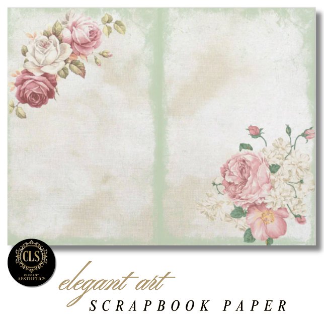 Lámina Vintage Floral Ephemera #9 Scrapbook Paper  (Decoupage Paper – Vintage Floral Ephemera 9)
