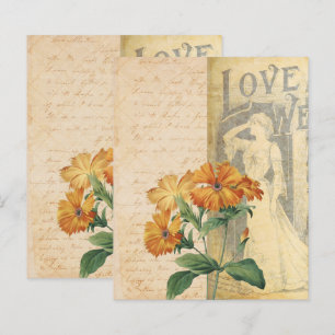 Lámina Vintage Floral Scrapbook Ephemera