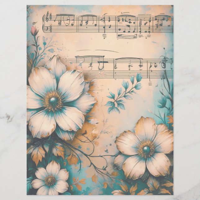 Lámina Vintage Floral Shabby Chic Scrapbook Paper (Anverso)