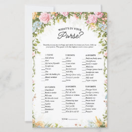 Lámina Vintage Floral What’s In Your Purse Bridal Game