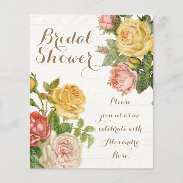 Lámina Vintage Floral Whitewash Primavera Shower (Anverso)