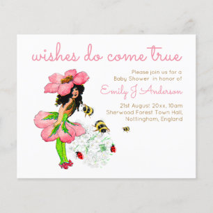 Lámina Vintage Flower Fairy Pink Bebe Baby Shower