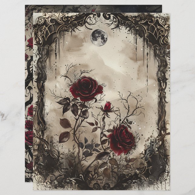 Lámina Vintage Gothic Junk Journal (Anverso / Reverso)