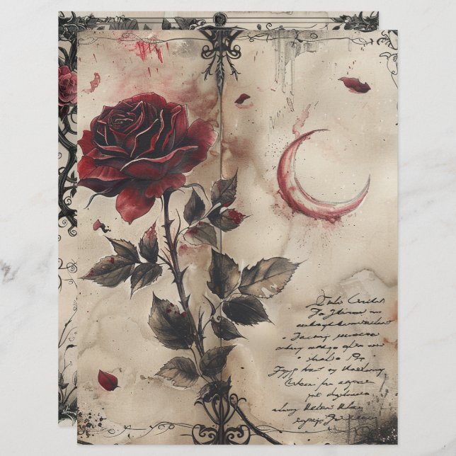 Lámina Vintage Gothic Junk Journal (Anverso / Reverso)