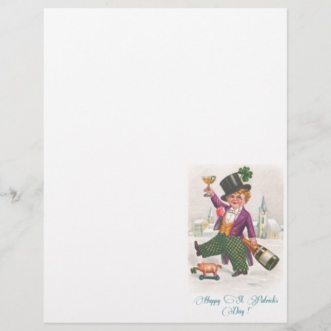 Lámina Vintage Happy St Patricks Day Shamrock Champagne (Anverso)