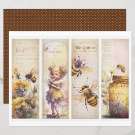 Lámina Vintage Honey Bee Journal Paper Sheet