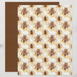 Lámina Vintage Honey Bee Journal Paper Sheet