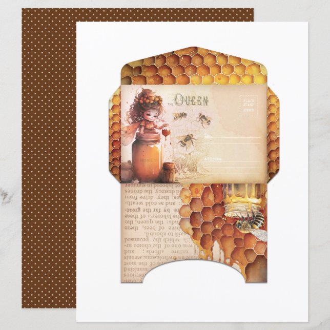 Lámina Vintage Honey Bee Journal Paper Sheet (Anverso / Reverso)