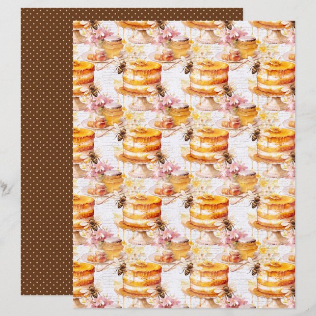 Lámina Vintage Honey Bee Journal Paper Sheet (Anverso / Reverso)