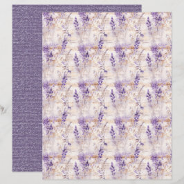 Lámina Vintage Lavender Journal Paper Sheet