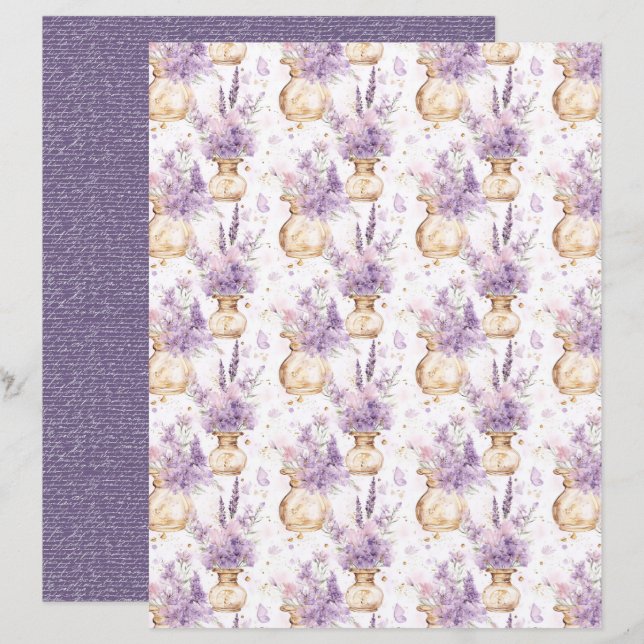 Lámina Vintage Lavender Journal Paper Sheet (Anverso / Reverso)