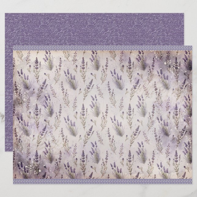 Lámina Vintage Lavender Journal Paper Sheet (Anverso / Reverso)
