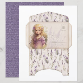 Lámina Vintage Lavender Journal Paper Sheet