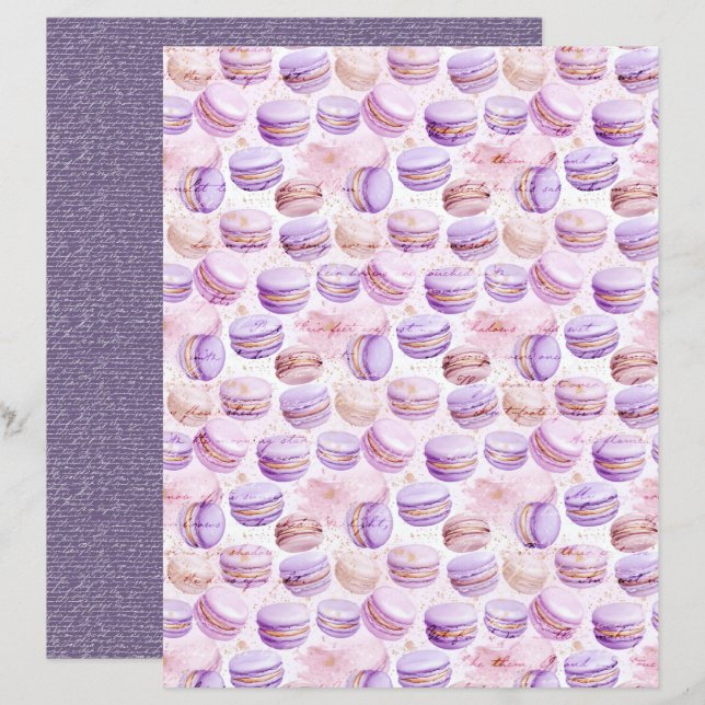 Lámina Vintage Lavender Macaron Journal Paper Sheet (Anverso / Reverso)
