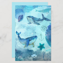 Lámina Vintage light blue ocean life decoupage scrapbook 