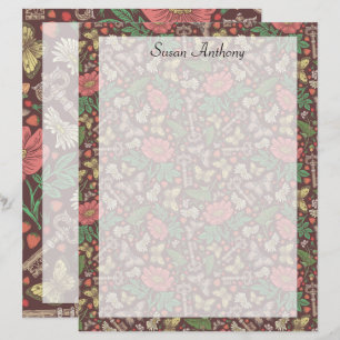 Lámina Vintage mariposa victoriana Claves viejas papel de