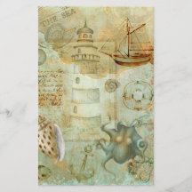 Vintage ocean life desoupage scrapbook paper