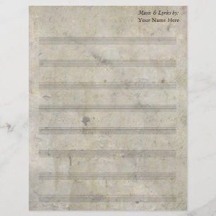 Lámina Vintage Old Sining Blank Sheet Music 8 Stave