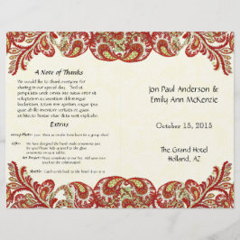 Lámina Vintage Paisley Peacock Red Wedding Program