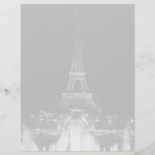 Lámina Vintage Paris Fontains Torre Eiffel noche
