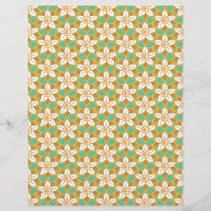 Lámina Vintage Patrón de Jonquilo floral verde y amarillo