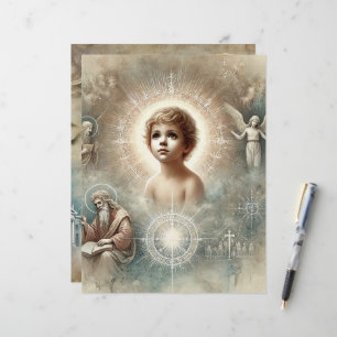 Lámina Vintage profecía bíblica de papel de cuaderno de J