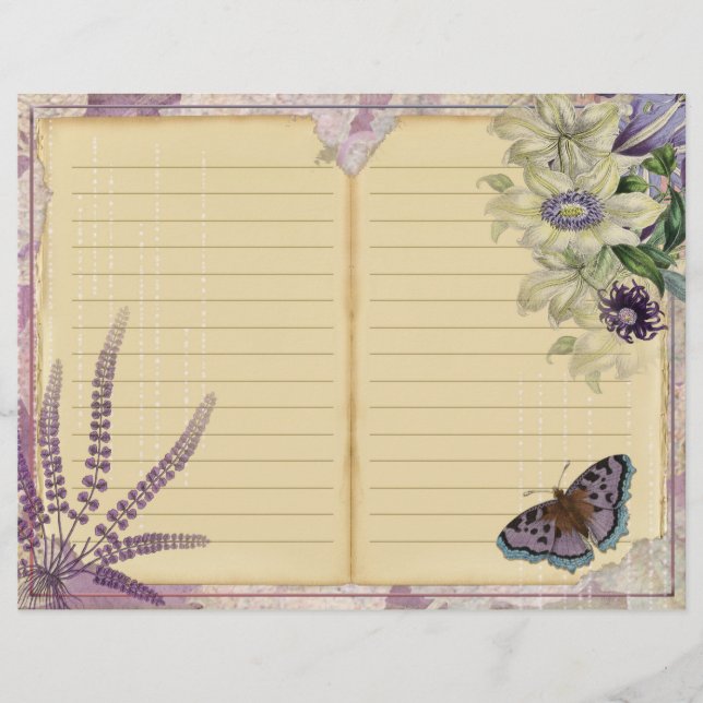 Lámina Vintage Purple Passion Floral Journal (Anverso)