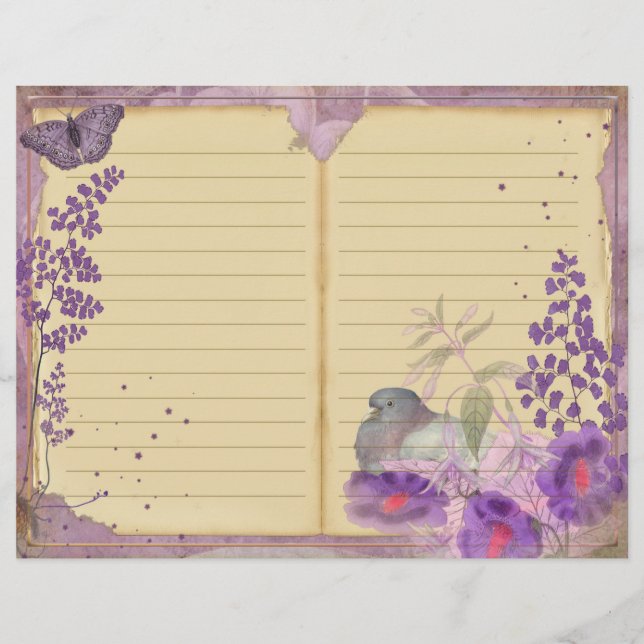 Lámina Vintage Purple Passion Floral Journal (Anverso)