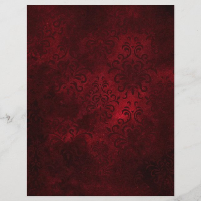 Lámina Vintage Red Damask Pattered Scrapbook Ephemera (Anverso)
