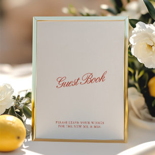 Lámina Vintage Red & Ivory Boda Rótulo del libro de invit