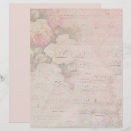 Lámina Vintage Rosa Gold Floral Music Notes