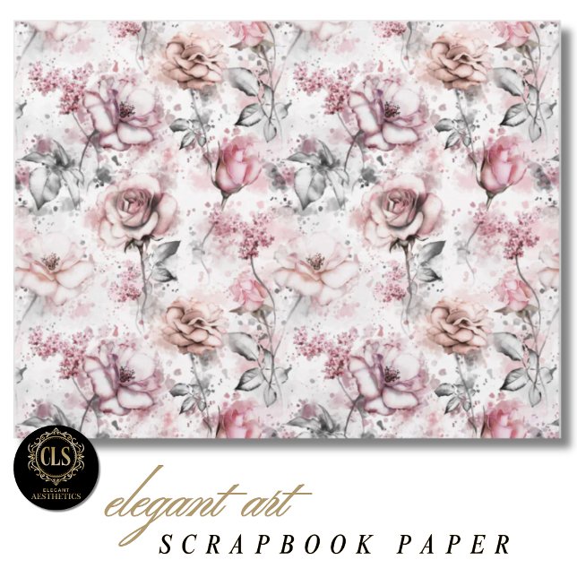 Lámina Vintage Rose Ephemera Scrapbook Paper  (Decoupage Paper – Vintage Rose Ephemera)