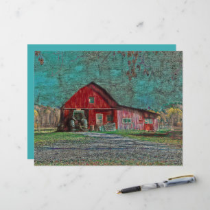 Lámina Vintage Rustic Old Red Verde azulada Texn