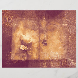 Lámina Vintage Sepia Floral Antiguo Textura