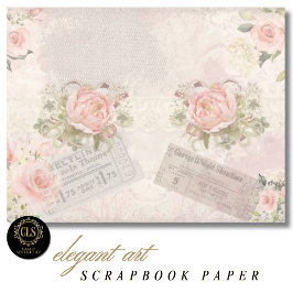 Lámina Vintage Shabby Chic Pink Flowers Scrapbook Papers