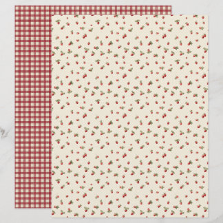 Lámina Vintage Strawberry Farm Scrapbook Paper