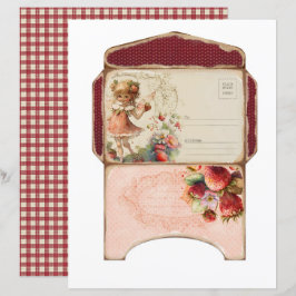 Lámina Vintage Strawberry Farm Scrapbook Paper