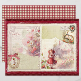 Lámina Vintage Strawberry Farm Scrapbook Paper