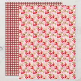 Lámina Vintage Strawberry Farm Scrapbook Paper