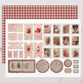 Lámina Vintage Strawberry Farm Scrapbook Paper