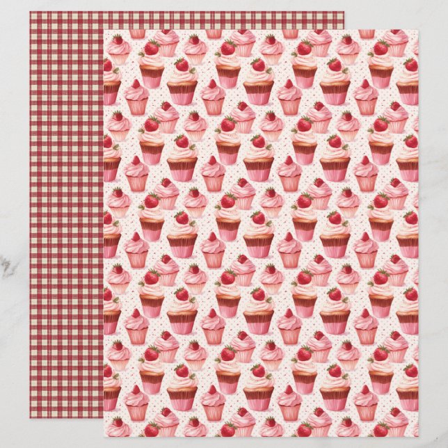 Lámina Vintage Strawberry Farm Scrapbook Paper (Anverso / Reverso)