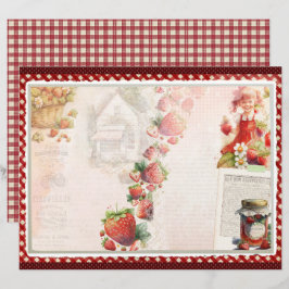 Lámina Vintage Strawberry Farm Scrapbook Paper