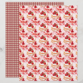 Lámina Vintage Strawberry Farm Scrapbook Paper