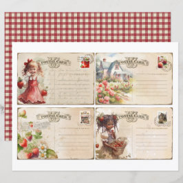 Lámina Vintage Strawberry Farm Scrapbook Paper