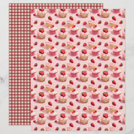 Lámina Vintage Strawberry Farm Scrapbook Paper