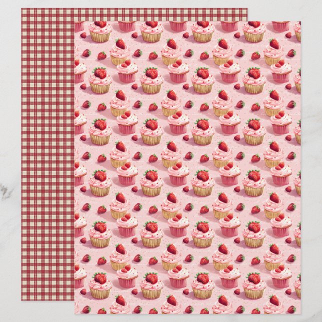 Lámina Vintage Strawberry Farm Scrapbook Paper (Anverso / Reverso)