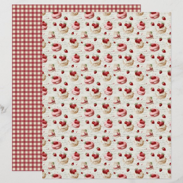Lámina Vintage Strawberry Pie Scrapbook Paper (Anverso / Reverso)